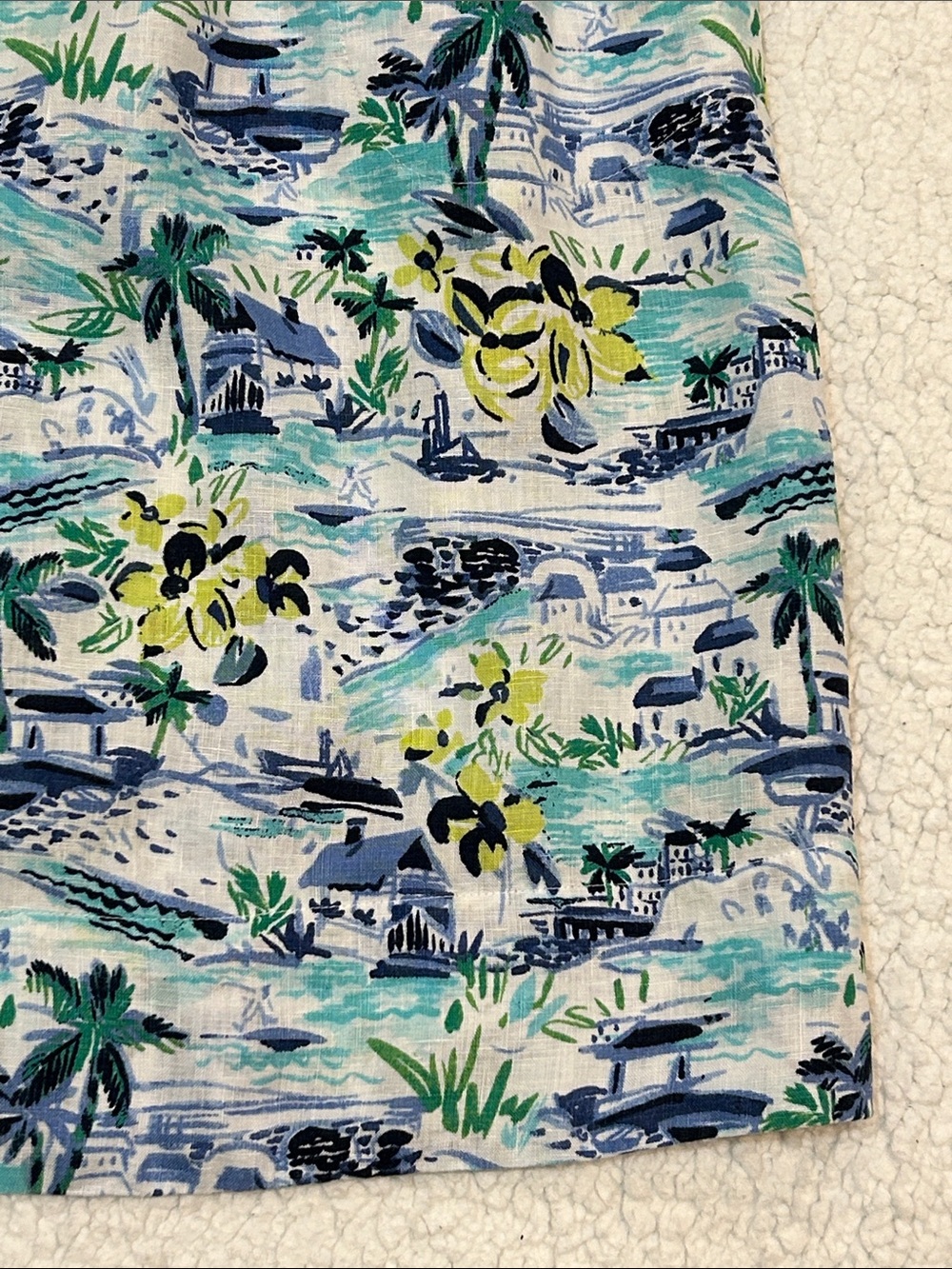 J. Jill Love Linen Sleeveless Dress size 1X Women's Tropical Print Blue & White - Picture 11 of 13